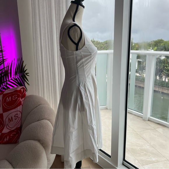 Theory Women’s White Scoop Neck Button Up Dress | US 0 - Picture 14 of 14